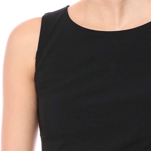 Sleeveless Crew Neck Ruffle Hem Sheath Dress - Picture 2 of 5